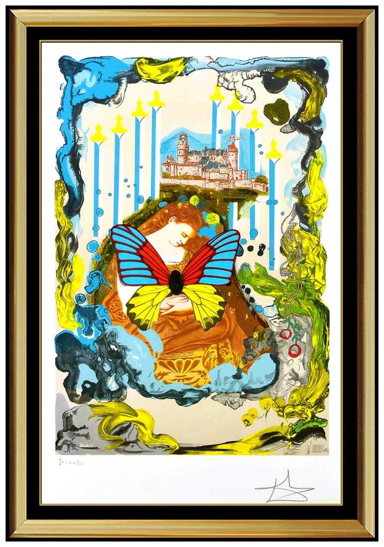 Salvador Dali Original Color Lithograph Courtesan Signed Papillons Anciennes Art (1 of 5)