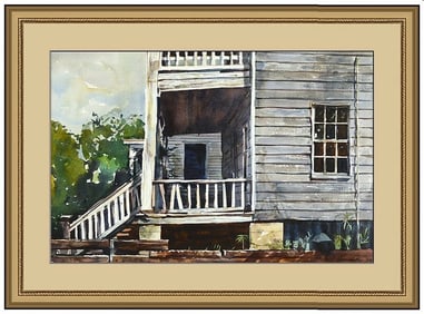 Shirl Goedike Original Watercolor Painting Signed House Architecture Framed Art