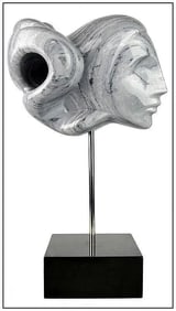 Anthony Quinn Original Marble Sculpture Hand Carved Signed Female Modern Art