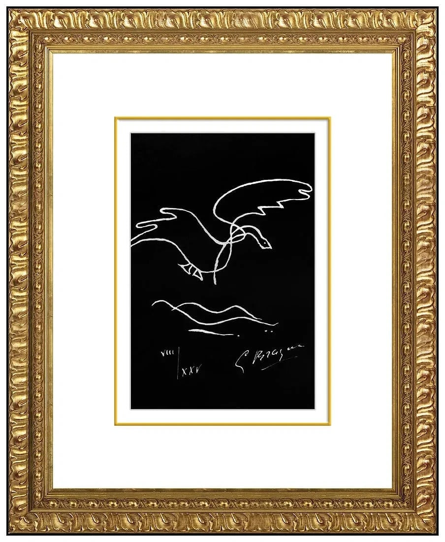 Georges Braque La Nuit La Faim Lithograph Hand Signed Bird Landscape Framed Art (1 of 4)
