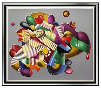 Yankel Ginzburg Large Original Signed Serigraph Candy Store Abstract Pop Art Coa