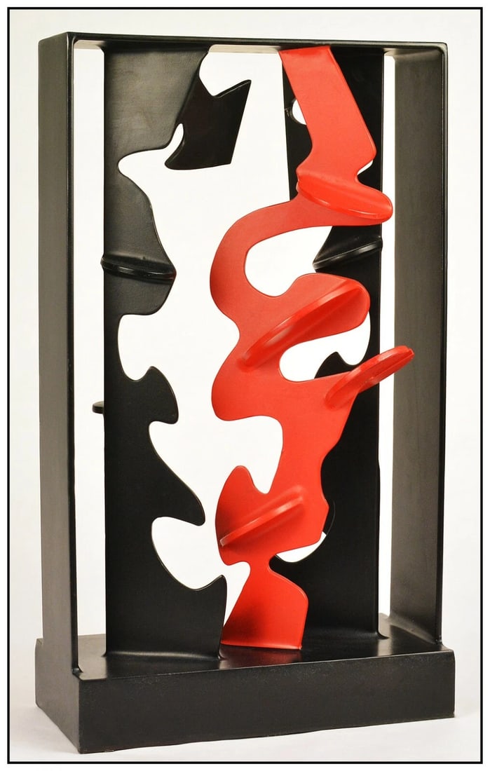 Victor M Valera Original Polychrome Iron Sculpture Signed Abstract Bronze Art: This lot includes:Gallery COA. In-house shipping available (insurance and international shipping for an additional charge).Artist: Victor M. ValeraTitle: Risoma EvoucionadoMedium: Polychrome Iron Scul