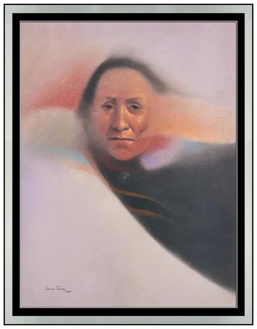 David Johns Original Pastel Painting On Paper Signed Figures Framed Art (1 of 5)