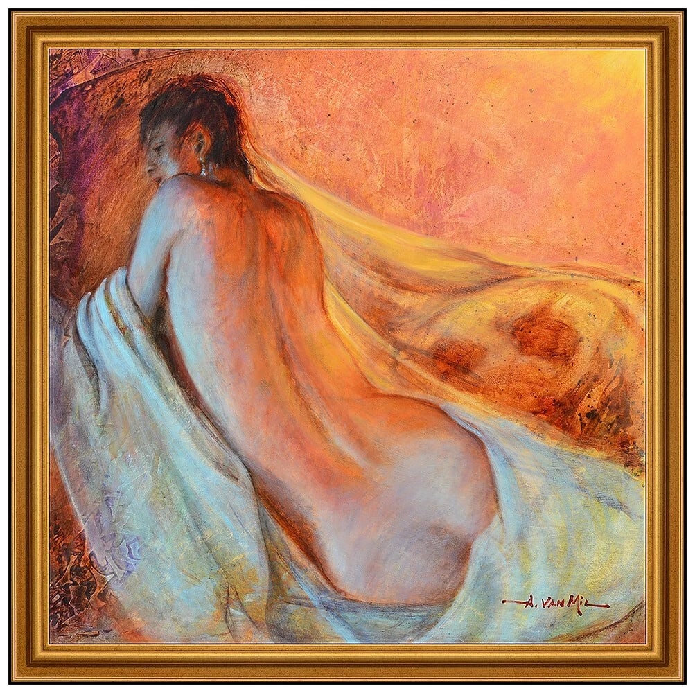 Al Van Mil Large Original Painting On Canvas Signed Female Figurative Framed Art (1 of 5)