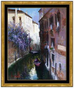 Claudio Simonetti Original Oil on Canvas Painting Signed Framed Cityscape Art