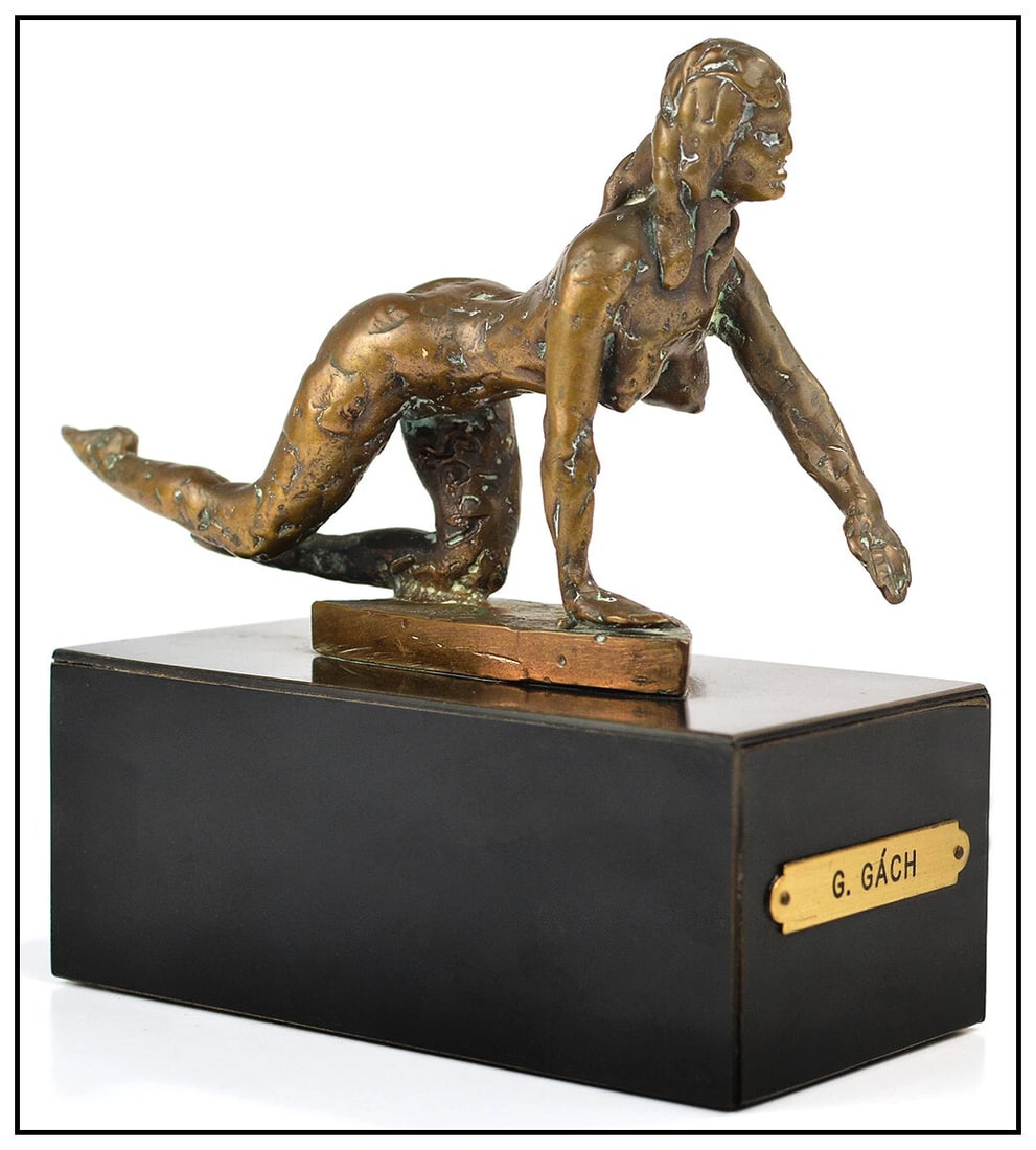 George Gach Original Full Round Nude Female Bronze Figurative Sculpture Signed (1 of 6)