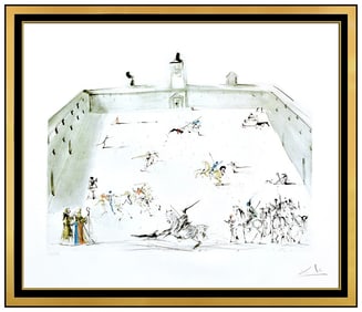 Salvador Dali Tienta Color Etching Hand Signed Medieval Knights Surreal Artwork