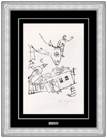 Marc Chagall Original Planche 4 Woodcut Hand Signed Figures Animals Framed Art