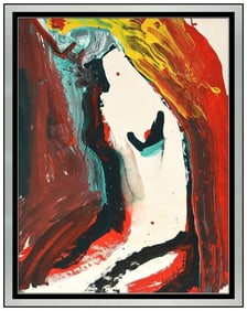 Bengt Lindstrom Original Acrylic Painting Large Signed Female Abstract Framed