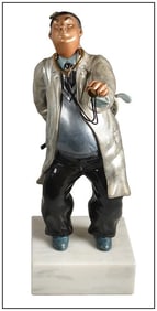 Hiro Yamagata Original Bronze Sculpture The Last Appointment Signed Doctor Art