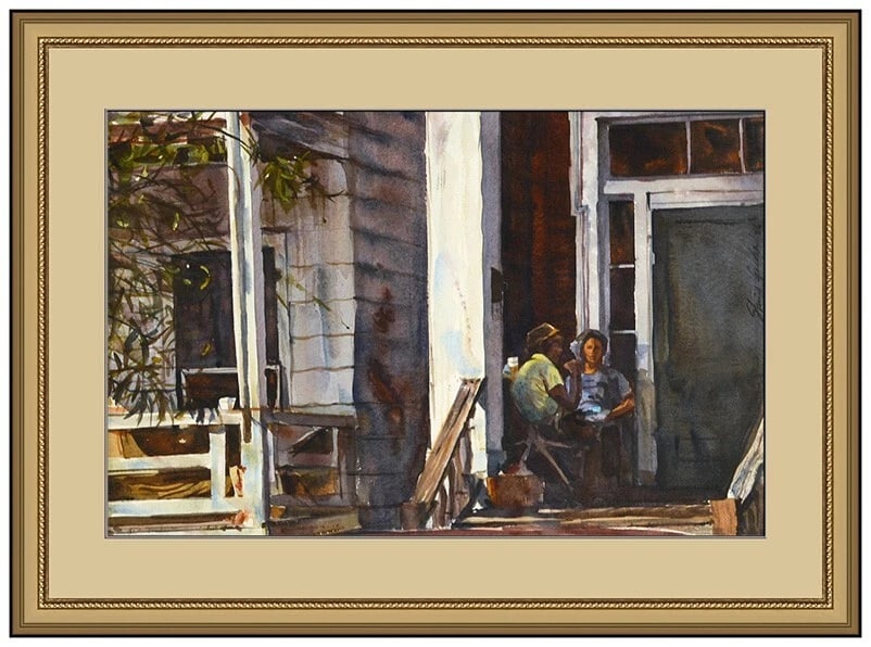 Shirl Goedike Original Watercolor Painting Signed Figurative Portrait Framed Art (1 of 4)