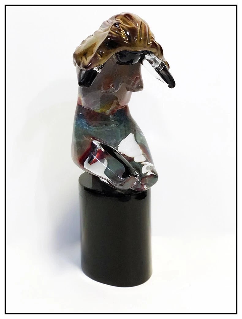 Dino Rosin Original Hand Blown Murano Glass Sculpture Signed Female Figure Art (1 of 5)