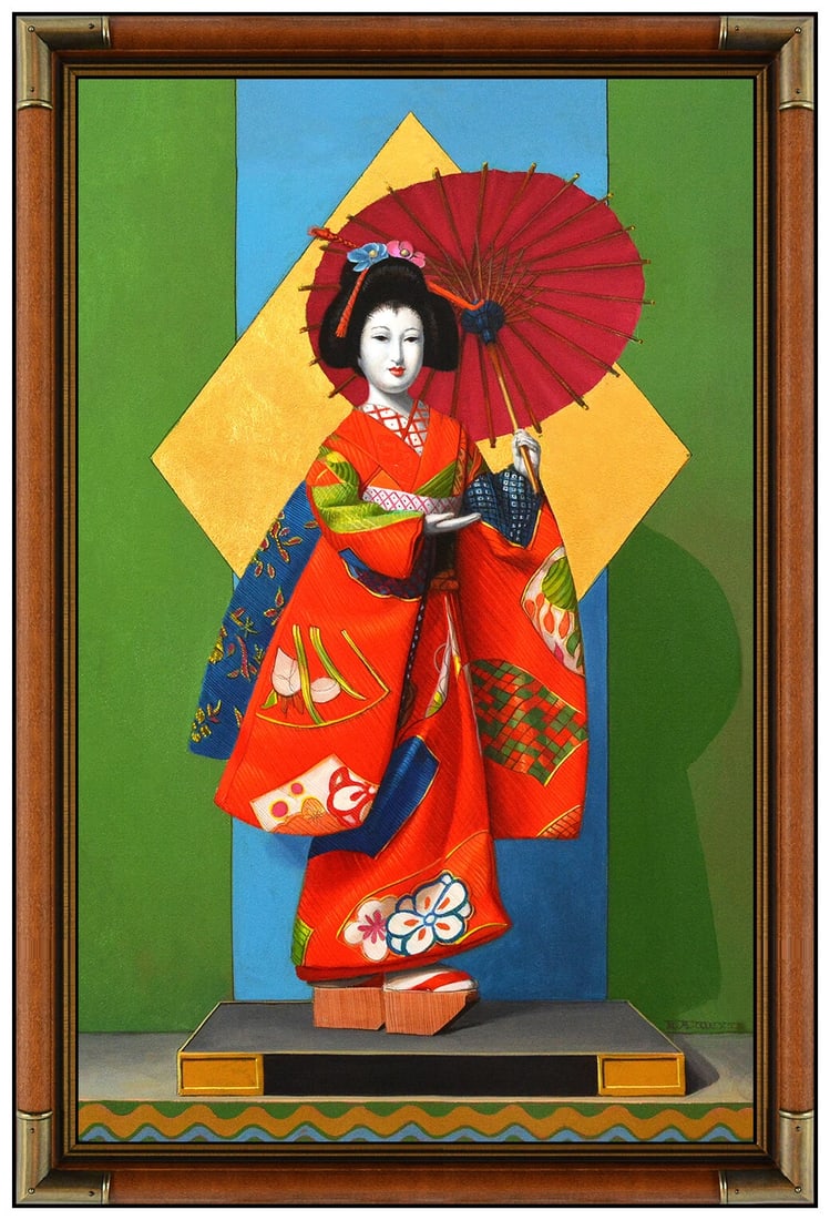 Raymond A Whyte Original Oil Painting On Board Signed Female Portrait Framed Art: This Lot includes:Gallery Coa & Free Domestic Shipping (*Insurance And International Shipping For An Additional Charge)Artist: Raymond A WhyteTitle: Porcelain GeishaMedium: Oil On BoardSize: 24" x