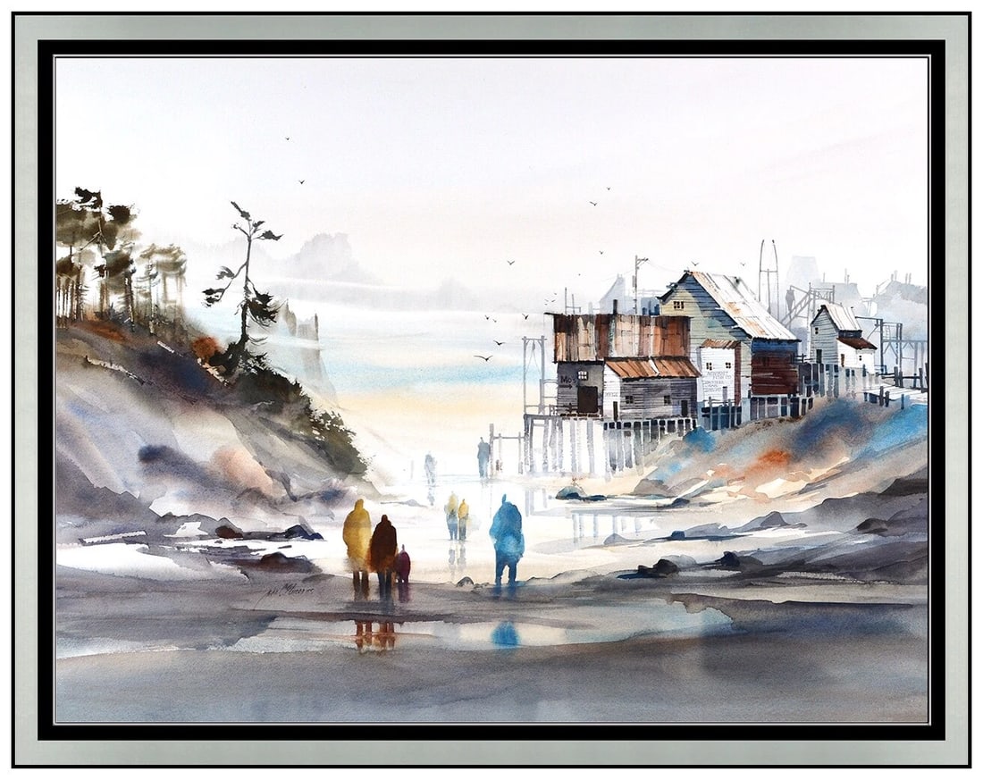 John Ebner Large Original Watercolor Painting Signed Landscape Framed Artwork (1 of 5)