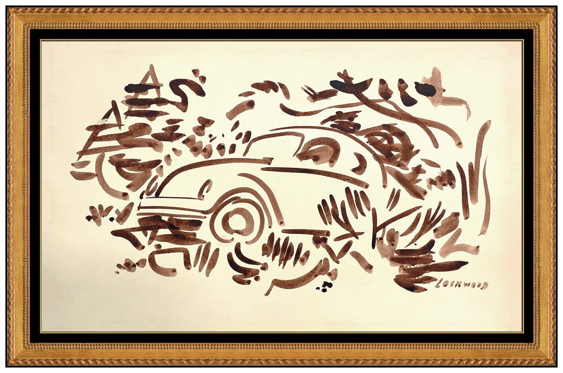 Ward Lockwood Original Signed Drawing Volkswagen Beetle Automobile Framed Art (1 of 4)