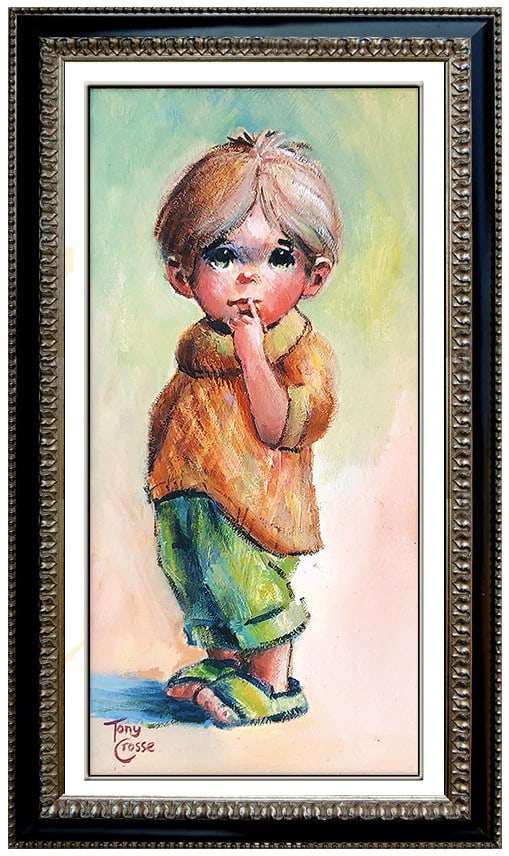 Tony Crosse Original Oil Painting On Canvas Signed Children Portrait Framed Art (1 of 4)