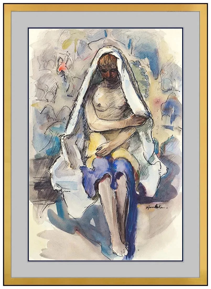 Clarence Hinkle Original Ink Watercolor Painting Signed Framed Artwork (1 of 5)