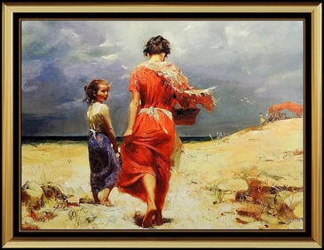 Pino Daeni Hand Embellished Giclee On Canvas Signed Summer Retreat Art Rare