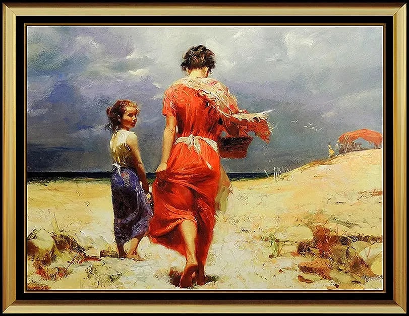 Pino Daeni Hand Embellished Giclee On Canvas Signed Summer Retreat Art Rare (1 of 4)