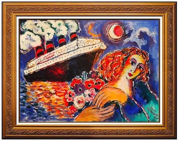 Zamy Steynovitz Original Oil Painting On Canvas Signed Portrait Seascape Flowers