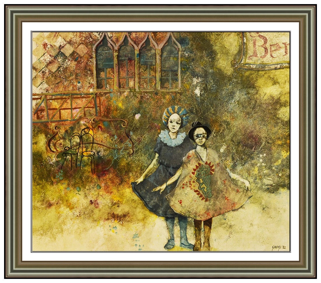 Giuseppe Giorgi Large Original Oil Painting On Canvas Signed Children Portrait Framed Art (1 of 5)