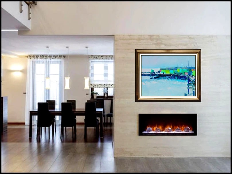 Nicola Simbari Large Original Oil Painting On Canvas Signed Harbor Seascape Artwork - 2