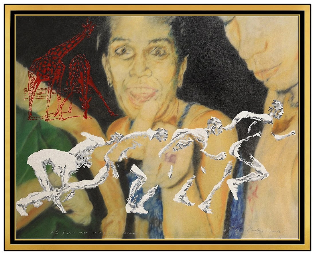 Raul Cordero Large Original Oil Painting On Canvas Signed Figurative Portrait: This lot includes:Gallery COA & free domestic shipping (*insurance and international shipping for an additional charge)Artist: Raul CorderoTitle: Lo Qu'un A Pasar Es LoMedium: Oil painting on canvas