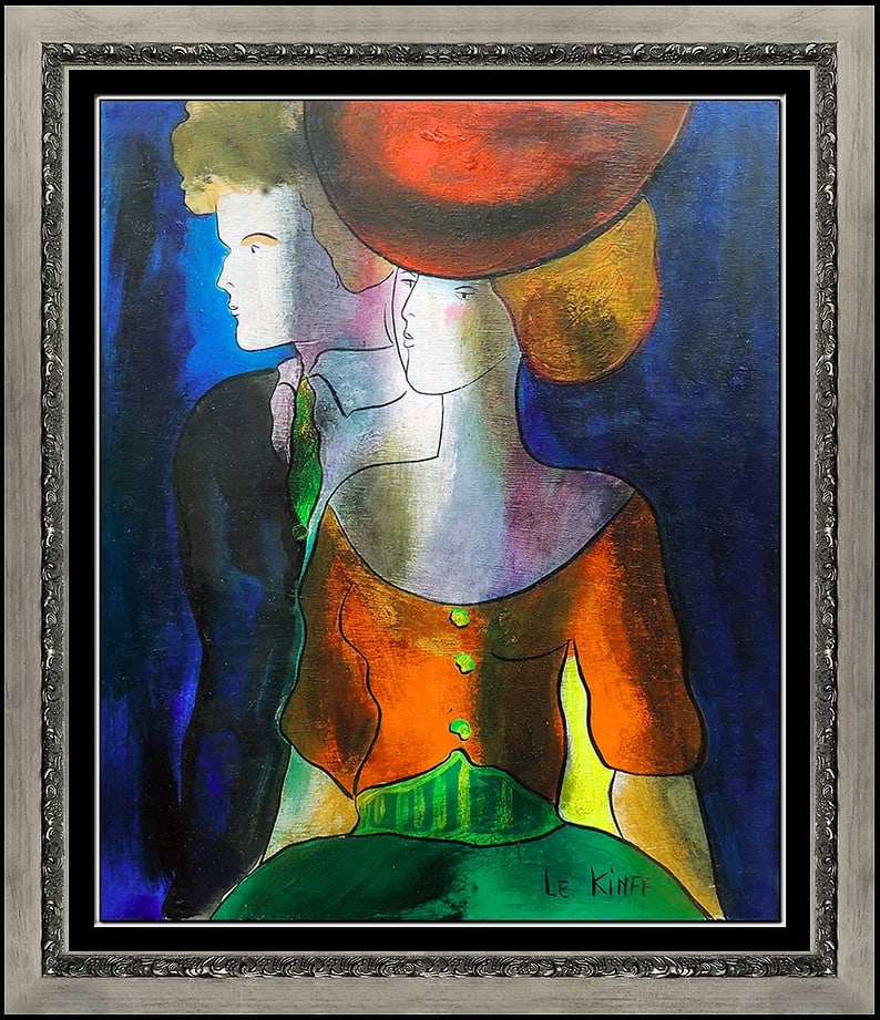 Linda Le Kinff Original Oil Painting On Board Signed Cubism Portrait Artwork: This lot includes:Gallery COA & free domestic shipping (*insurance and international shipping for an additional charge)Artist: Linda Le KinffTitle: Le RetoysMedium: Oil Painting on BoardSize: 24" x