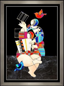 Dorit Levi Original Oil Painting On Board Signed Female Portrait Modern Music Art