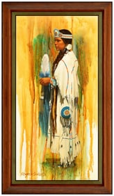 Roger Cooke Original Oil Painting On Board Signed Native American Portrait Art