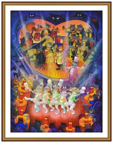 Bill Bell Original Oil Painting On Canvas Signed Cat Portrait Music Framed Art