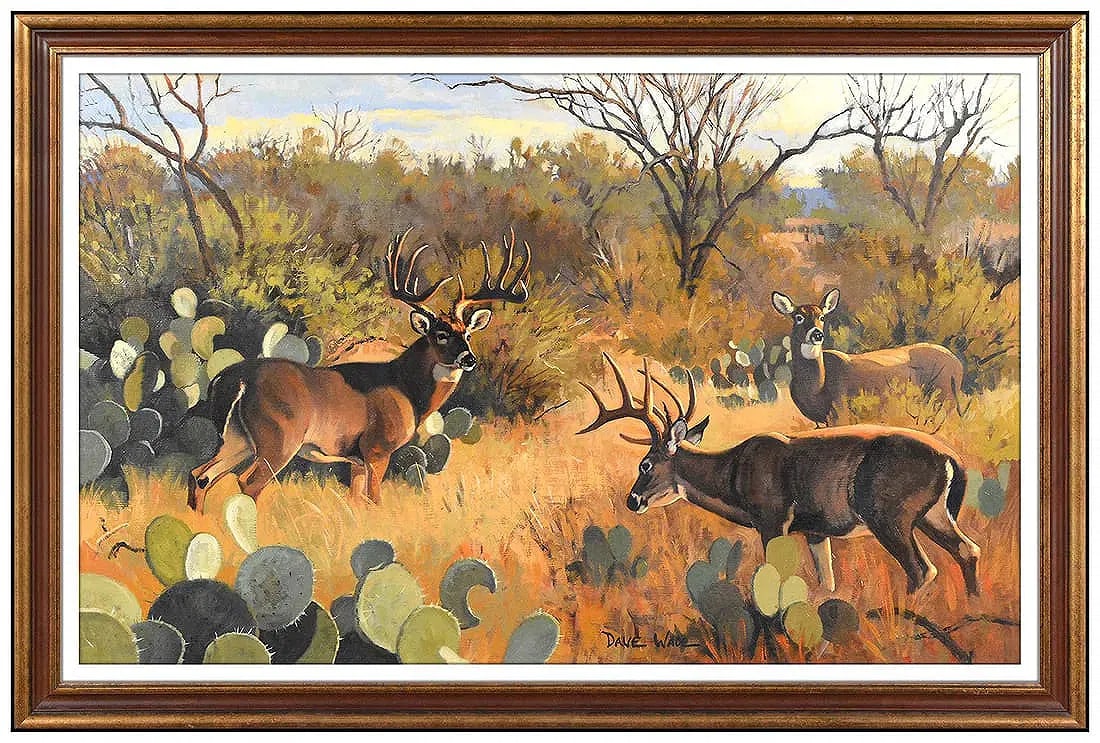 Dave Wade Original Oil Painting On Board Signed Deer Landscape Framed Art (1 of 5)
