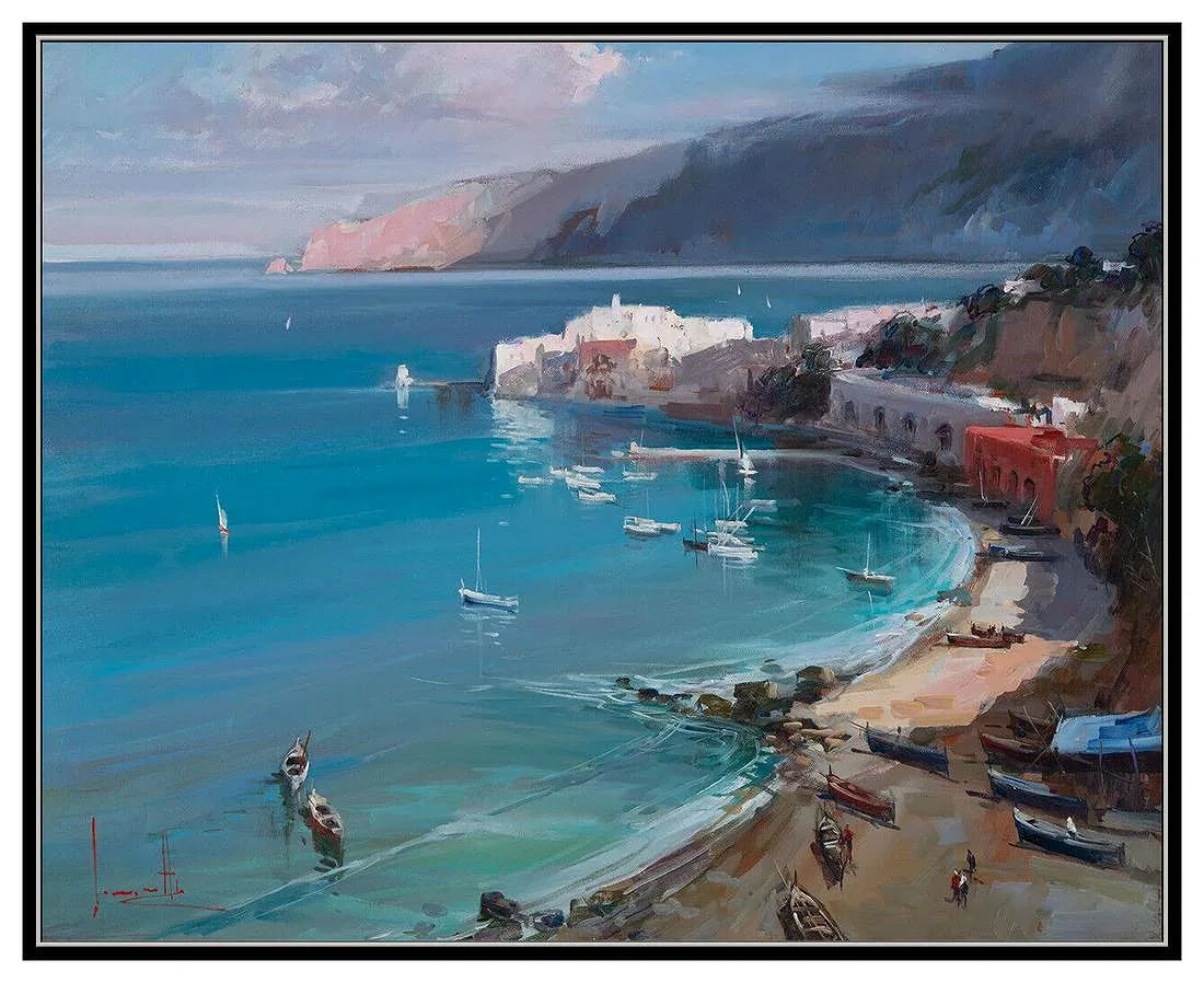 Claudio Simonetti Original Oil Painting On Canvas Signed Seascape Landscape Art - 2