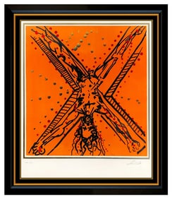 Salvador Dali Original Hand Signed Color Lithograph Andrew Apostle Framed Art