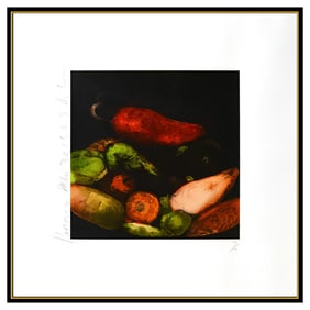 Donald Sultan Hand Signed Color Screenprint Peppers Still Life Food Framed Art