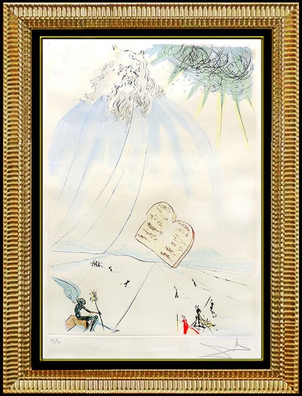 Salvador Dali Authentic Hand Signed Color Etching Moses Religious Surreal Art (1 of 5)