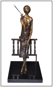 Corrine Weinberg Evening Drag Full Round Bronze Figure Sculpture Signed Artwork