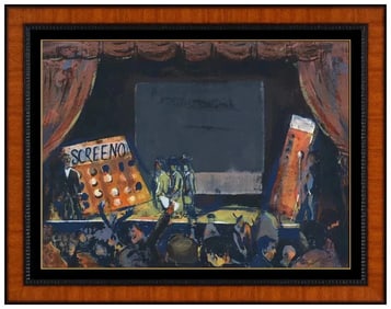 Beatrice Mandelman Original Gouache Acrylic Painting Signed Figurative Framed Art