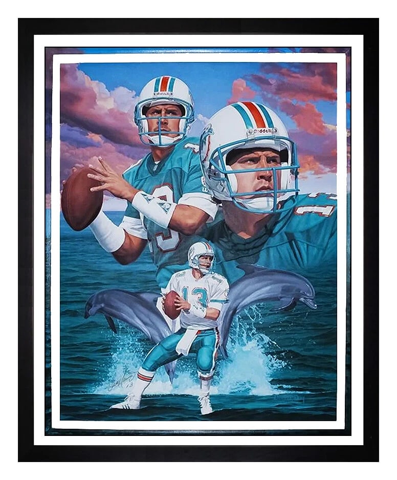 Danny Day Large Original Oil Painting On Canvas Signed Dan Marino Football Art: This lot includes:Gallery COA & free domestic shipping (*insurance and international shipping for an additional charge)Artist: Danny Day Title: Dan Marino Medium: Oil Painting On CanvasSize: 42" x 32"
