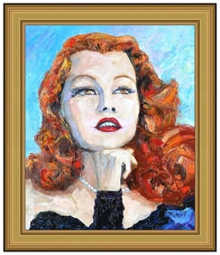 Duaiv Original Oil Painting On Canvas Signed Gilda Gray Portrait Framed Artwork