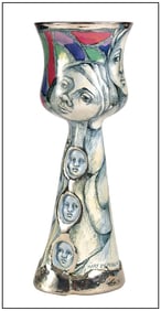 Mary Lou Higgins Original Hand Painted Ceramic Vase Signed Figurative Artwork