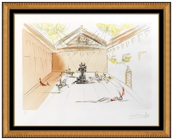 Salvador Dali Duel In The Sun Original Hand Signed Color Etching Framed Art