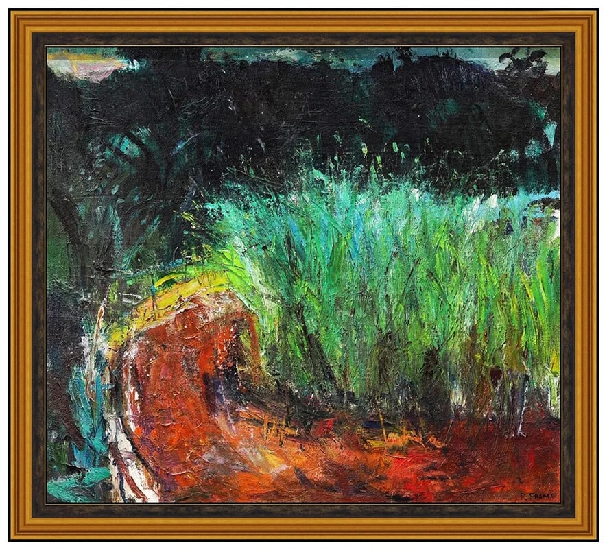 Robert Aaron Frame Large Original Oil Painting On Canvas Signed Hawaii Landscape Art: This lot includes:Gallery COA & free domestic shipping (*insurance and international shipping for an additional charge)Artist: Robert Aaron FrameTitle: Through the Cane FieldsMedium: oil painting on C