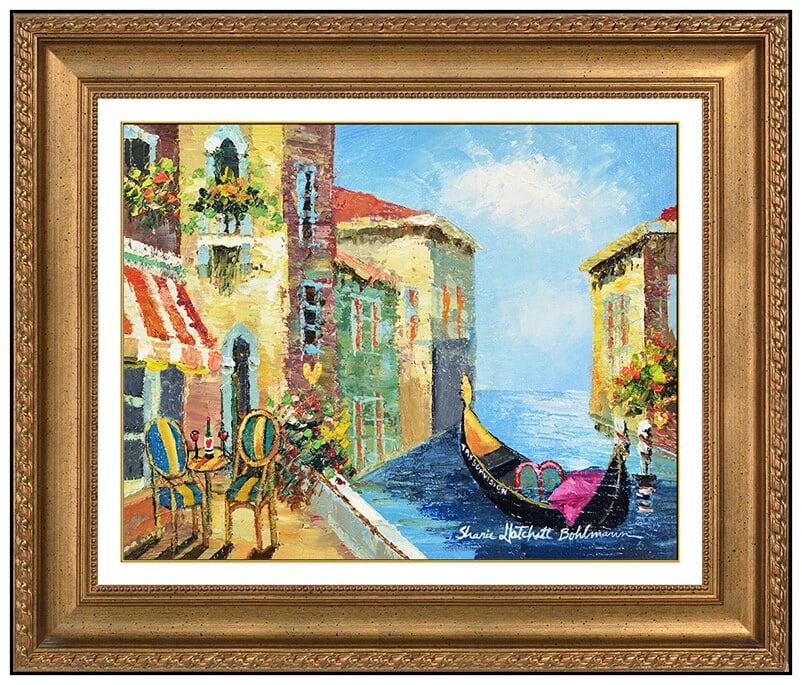 Sharie Hatchett Bohlmann Original Cityscape Painting On Canvas Signed Framed Art (1 of 5)