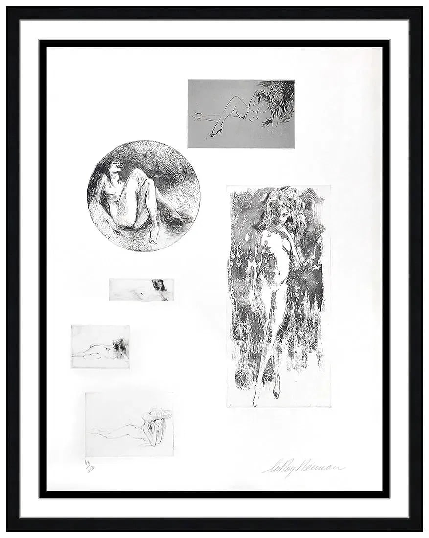 Leroy Neiman Original Six Nudes Etching Hand Signed Female Figure Framed Art: This lot includes:Gallery COA & free domestic shipping (*insurance and international shipping for an additional charge)Artist: Leroy NeimanTitle: Six Nudes Medium: EtchingSize: 30" x 22"Framed: 38" x