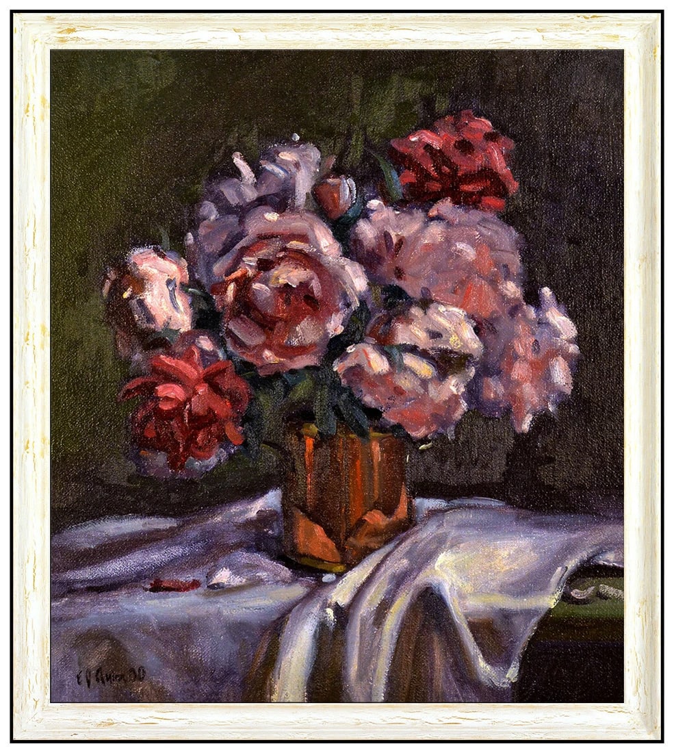 Eugene Quinn Original Oil Painting On Canvas Signed Floral Still Life Framed Art (1 of 4)