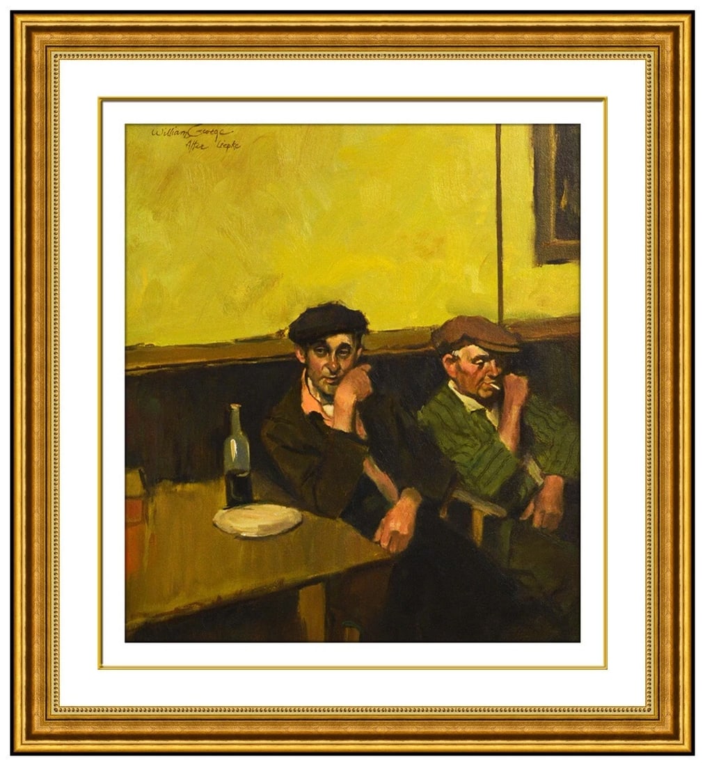 William George Original Painting On Canvas Signed Male Portrait Framed Artwork: This lot includes:Gallery COA & free domestic shipping (*insurance and international shipping for an additional charge)Artist: William GeorgeTitle: Gentlemen's ClubMedium: oil painting on boardSize: