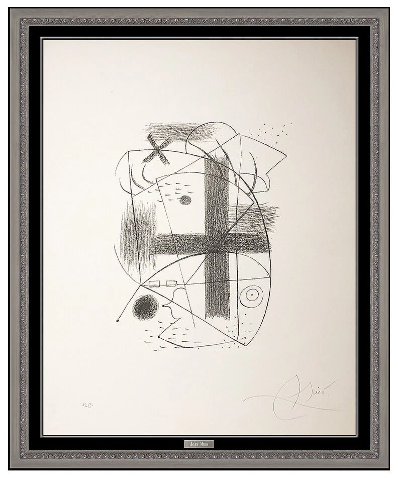 Joan Miro Rare Original Hand Signed Lithograph II Modern Abstract Framed Artwork (1 of 6)