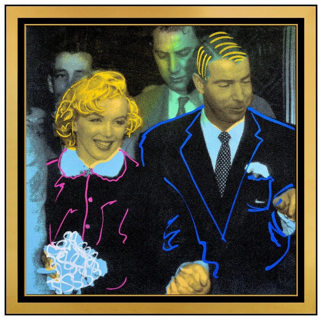 Steve Kaufman Original Oil Painting On Canvas Signed Joe DiMaggio Marilyn Monroe Art (1 of 4)