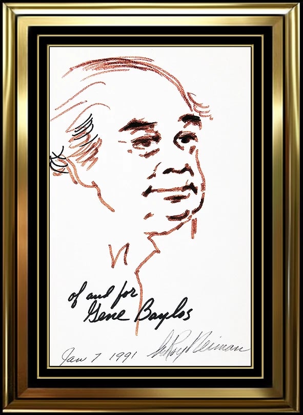 Leroy Neiman Original Ink Drawing Hand Signed Portrait Comedian Gene Baylos Art (1 of 5)
